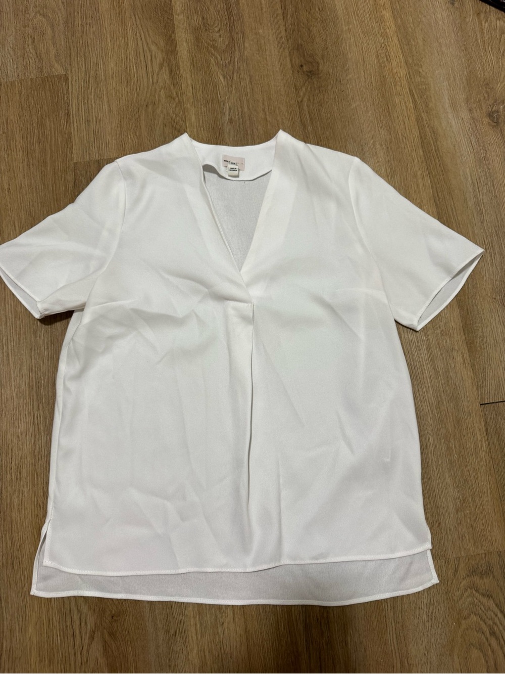 River Island White V-Neck Short Sleeve Top Sz 8